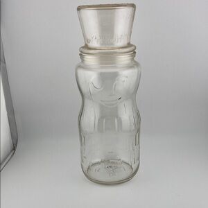 Vintage Clear Me. Peanut Jar with Lid